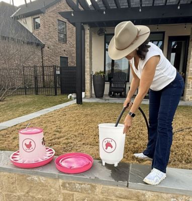 Image showing  Chicken Waterer 3.7 gal., Feeder 26 lb. Combo, Fuchsia