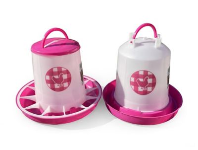 Zylina Chicken Waterer 1.5 gal. and Feeder 13 lb. Combo, Fuchsia
