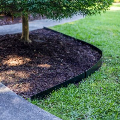 Image showing 7 th Tie Down 48 in. x 8 in. Black Metal Landscape Edging Kit Garden Edging Steel Edging Border (6 pc. Kit)