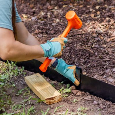 Image showing 8 th Tie Down 48 in. x 8 in. Black Metal Landscape Edging Kit Garden Edging Steel Edging Border (6 pc. Kit)