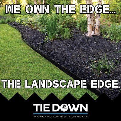 Image showing 5 th Tie Down 48 x 6 in. Black Metal Landscape Edging Kit Garden Edging Steel Edging Border, 6 pc. Kit