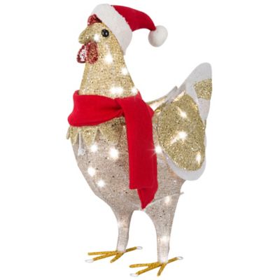 Red Shed Indoor/Outdoor Lighted Shimmer Chicken Christmas Statue