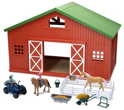 Country Life Large Barn with Horse Set