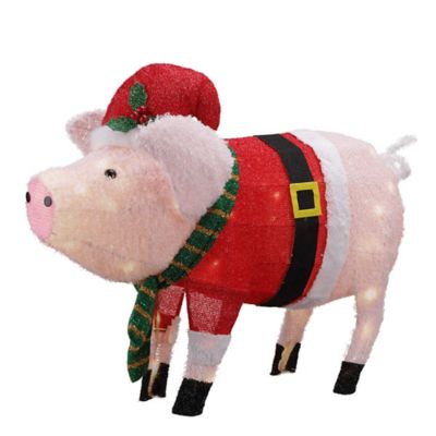 Red Shed 33 in. Indoor/Outdoor Lighted Pig Christmas Sculpture