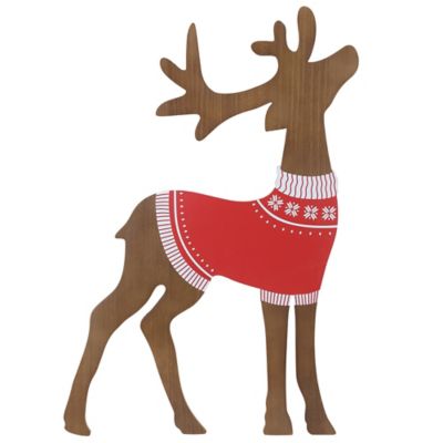 Red Shed 28 in. Double-Sided Wooden Deer Christmas Sign