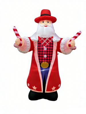 Red Shed 8 ft. Cowboy Santa Claus Airblown Inflatable Christmas Decoration