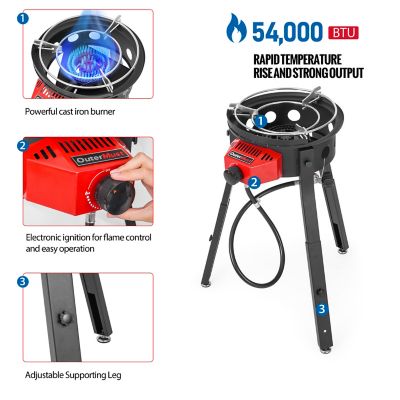 Image showing  Outdoor Cooker Wok Station with Iron Wok, 54,000 BTU Burner and Electronic Ignition For Backyard