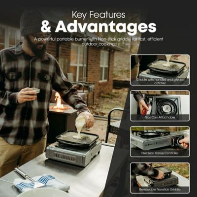 Image showing  Portable Butane Camp Stove with Griddle