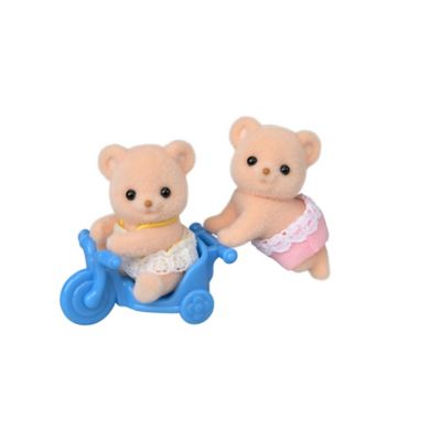 Calico Critters Biscuit Bear Twins, Set of 2 Collectible Doll Figures with Pushcart Accessory