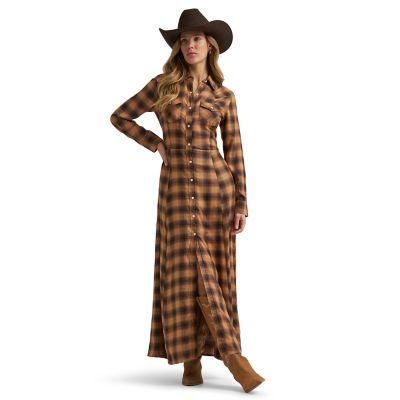 Wrangler Women's Plaid Maxi Shirt Dress