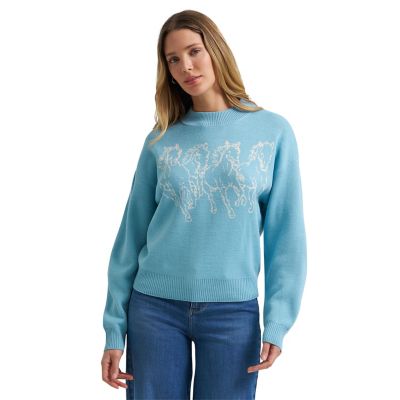 Wrangler Women's Running Horses Crew Sweater