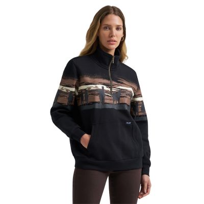 Wrangler Women's Western Landscape 1/4 Zip Sweatshirt