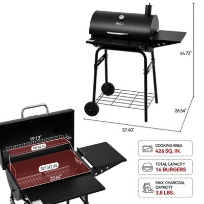 Image showing  426 sq. in. Cooking Grid, Open Bottom Storage, Sturdy Side Shelf with Hooks, for Outdoor
