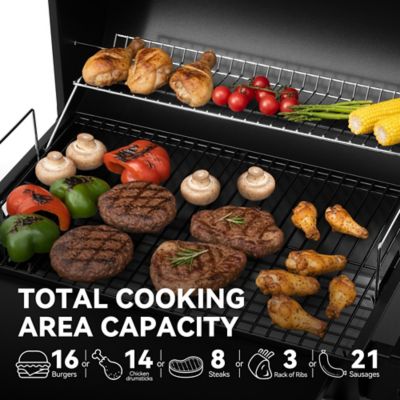 Image showing  426 sq. in. Cooking Grid, Open Bottom Storage, Sturdy Side Shelf with Hooks, for Outdoor