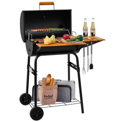 Royal Gourmet 426 sq. in. Cooking Area Charcoal Grill for Outdoor with Wooden Front shelf, and Side Shelf With Hooks