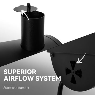 Image showing  426 sq. in. Cooking Area Charcoal Grill for Outdoor with Wooden Front shelf, and Side Shelf With Hooks