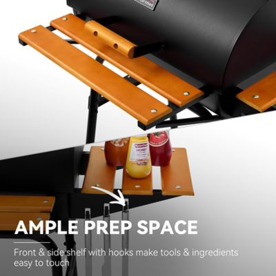 Image showing 5 th Royal Gourmet 426 sq. in. Cooking Area Charcoal Grill for Outdoor with Wooden Front shelf, and Side Shelf With Hooks