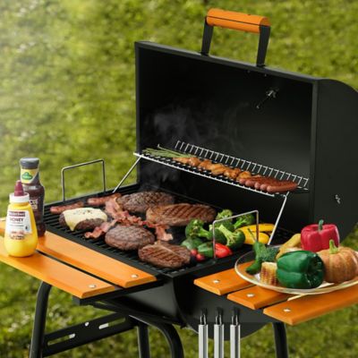 Image showing 9 th Royal Gourmet 426 sq. in. Cooking Area Charcoal Grill for Outdoor with Wooden Front shelf, and Side Shelf With Hooks