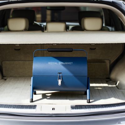 Image showing  Portable Charcoal Grill, 147 sq. ft. with Four Air Vents, Lid Latch Buckle, Lid Handle,Blue