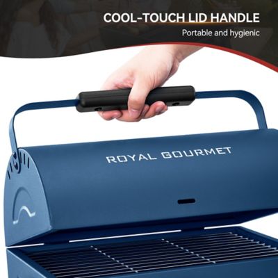 Image showing 5 th Royal Gourmet Portable Charcoal Grill, 147 sq. ft. with Four Air Vents, Lid Latch Buckle, Lid Handle,Blue
