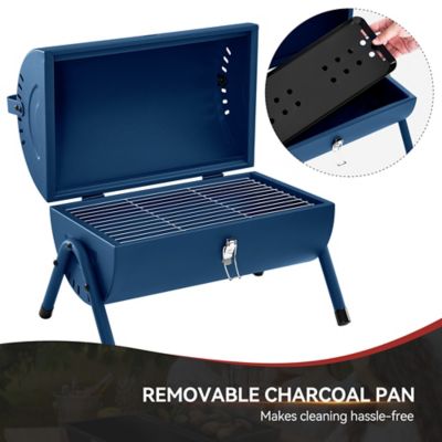 Image showing 7 th Royal Gourmet Portable Charcoal Grill, 147 sq. ft. with Four Air Vents, Lid Latch Buckle, Lid Handle,Blue