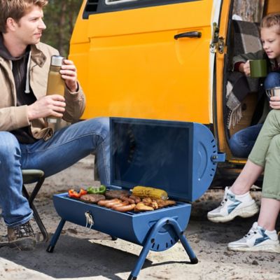 Image showing 9 th Royal Gourmet Portable Charcoal Grill, 147 sq. ft. with Four Air Vents, Lid Latch Buckle, Lid Handle,Blue