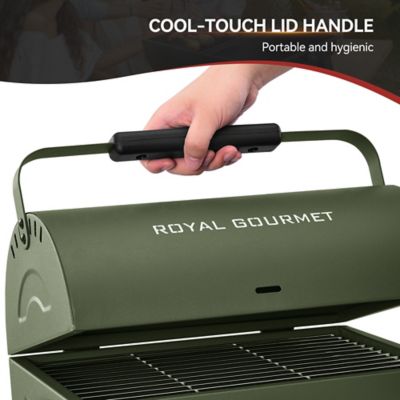 Image showing 5 th Royal Gourmet 147 Sq. In. Portable Charcoal Grill with Four Air Vents, Lid Latch Buckle, Lid Handle,Olive Green