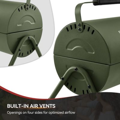 Image showing 6 th Royal Gourmet 147 Sq. In. Portable Charcoal Grill with Four Air Vents, Lid Latch Buckle, Lid Handle,Olive Green
