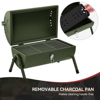 Image showing 7 th Royal Gourmet 147 Sq. In. Portable Charcoal Grill with Four Air Vents, Lid Latch Buckle, Lid Handle,Olive Green