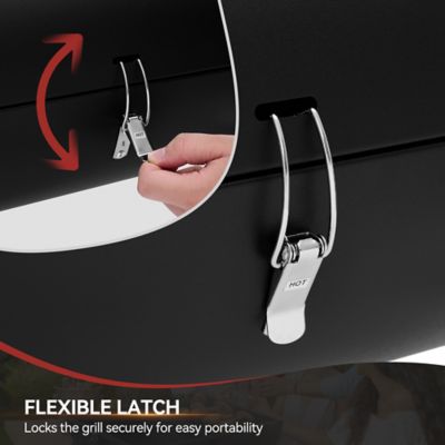 Image showing  147 sq. in. Portable Charcoal Grill, Wooden Handle for Outdoor Barbecue, Black