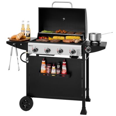 Royal Gourmet 4-Burner Gas Grill with Side Burner, Front Spice Rack