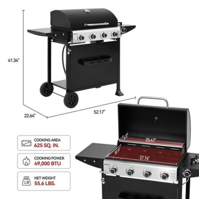 Image showing  4-Burner Gas Grill with Side Burner, Front Spice Rack