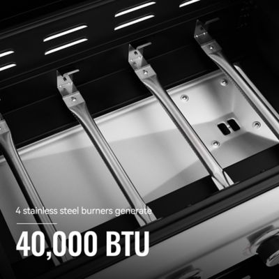 Image showing  4-Burner Gas Grill with Side Burner, Front Spice Rack