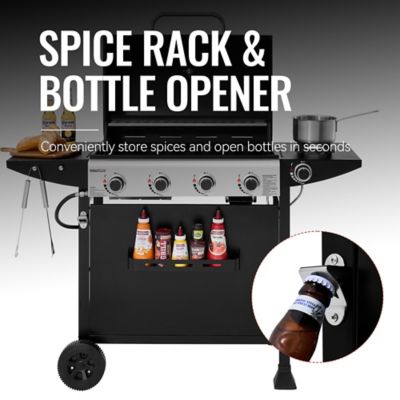 Image showing 7 th Royal Gourmet 4-Burner Gas Grill with Side Burner, Front Spice Rack