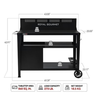 Image showing  3-Tier Dining Cart with Wind Guard, Sturdy Structure and Ample Storage Shelves