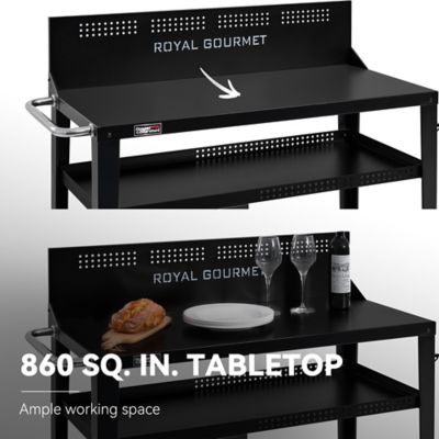Image showing  3-Tier Dining Cart with Wind Guard, Sturdy Structure and Ample Storage Shelves