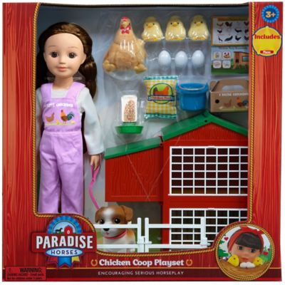 Paradise Horses 16 in. Doll and Chicken Coop Playset