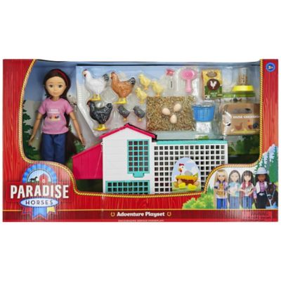 Paradise Horses 10 in. Doll and Chicken Coop Playset