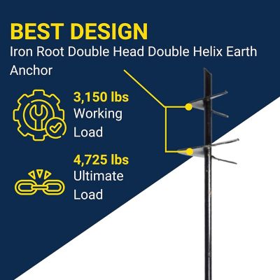 Image showing 2 th Tie Down Iron Root Double Head Double Helix Earth Anchor - 5/8 in. D x 30 in. L x (2) 4 in. Helix, Class 2, 8 pk.