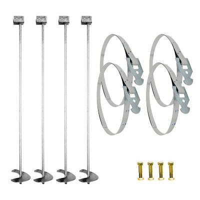 Tie Down Mobile Home Anchors Kit 4 Pack of 5/8 in. x 48 in. Galvanized Earth Anchors With Straps And Bolts