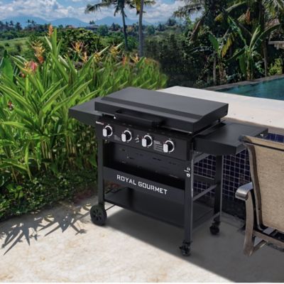 Image showing  4-Burner Gas Griddle with Hood, Collapsible Side Shelves, Electronic Ignition, 52,000 BTU