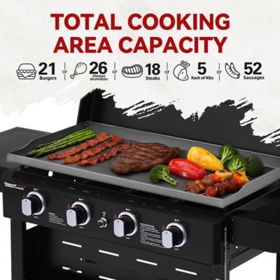 Image showing  4-Burner Gas Griddle with Hood, Collapsible Side Shelves, Electronic Ignition, 52,000 BTU