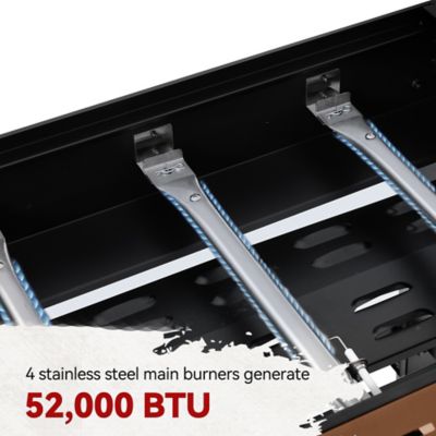 Image showing  4-Burner Gas Griddle with Hood, Collapsible Side Shelves, Electronic Ignition, 52,000 BTU