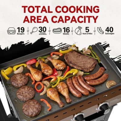 Image showing  3-Burner Gas Griddle with Collapsible Side Shelves, 39,000 BTU, Stylish Bronze Control Panel