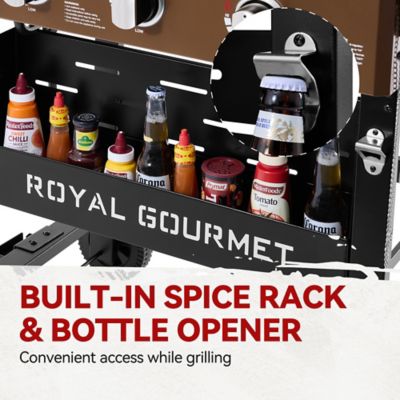 Image showing 7 th Royal Gourmet 3-Burner Gas Griddle with Collapsible Side Shelves, 39,000 BTU, Stylish Bronze Control Panel