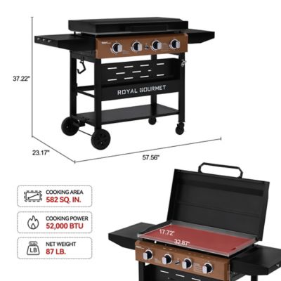 Image showing  4-Burner Gas Griddle with Collapsible Side Shelves, Bronze Control Panel, 582 sq. in. Cooking Area