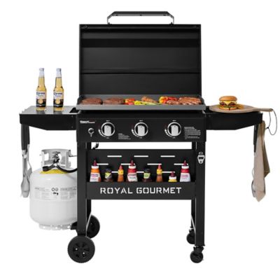 Royal Gourmet 3-Burner Gas Griddle with Hood, Swivel Wheels with Brakes, 492 sq. in. Cooking Area