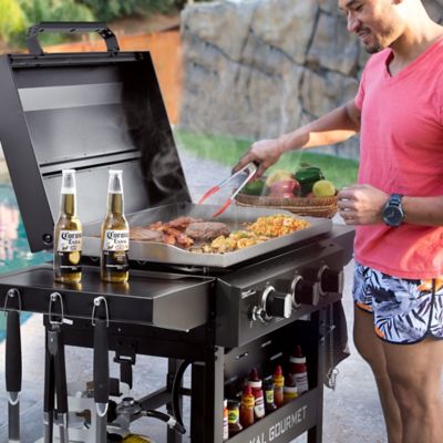 Image showing  3-Burner Gas Griddle with Hood, Swivel Wheels with Brakes, 492 sq. in. Cooking Area