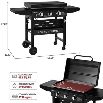 Image showing  3-Burner Gas Griddle with Hood, Swivel Wheels with Brakes, 492 sq. in. Cooking Area