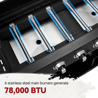 Image showing  6-Burner Large Cooking Capacity Propane Grill & Griddle 2-in-1, 78,000 BTU Output